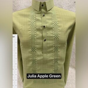 Modern Barong  Apple Green Embroidered Shirt